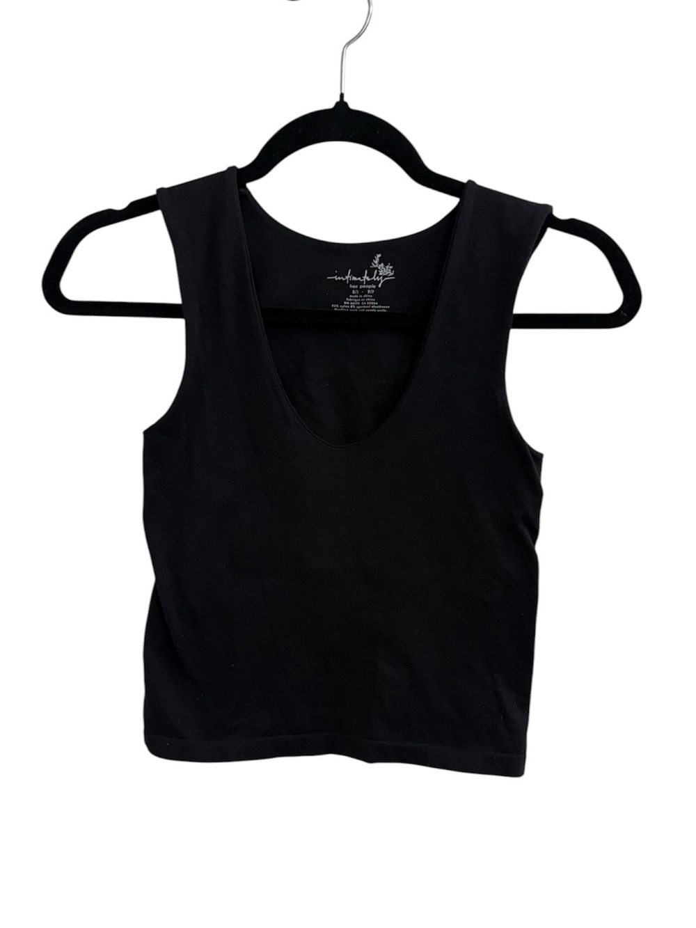 Free People Black Scoop Neck Crop Tank Women’s Size XS/S